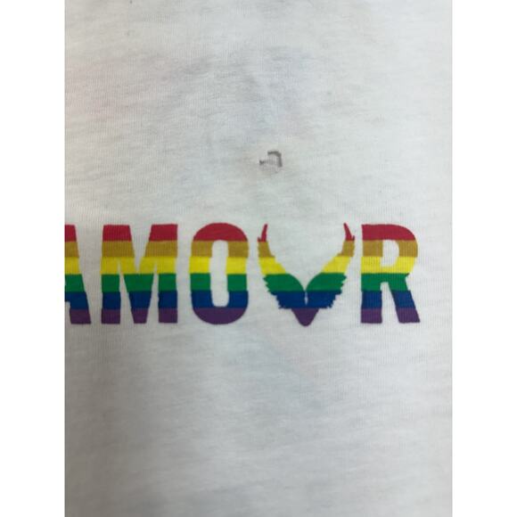 Zadig & Voltaire NWT Flaw Tshirt Tommy Amour Wings Flag White Rainbow Round Neck - Picture 4 of 5